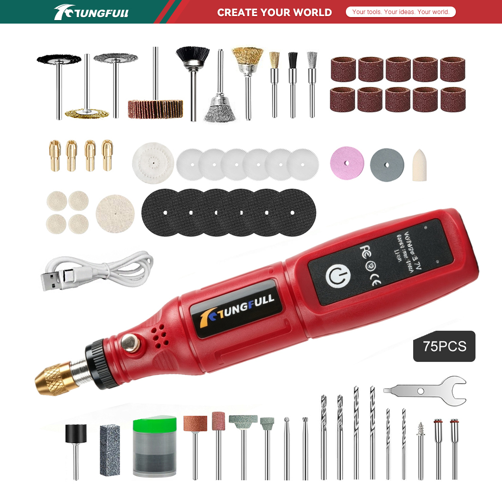 Power Tools Review - TUNGFULL 3.7V Alat Rotary Tanpa Kabel