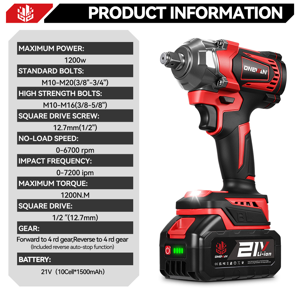 ONEVAN 1200N.M Kunci Impact El - Power Tools Pink ulasan dan harga